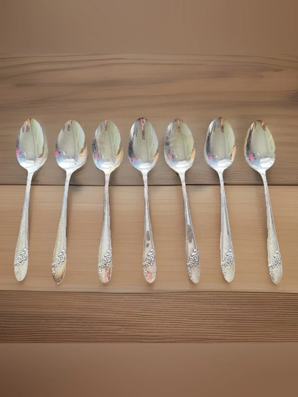 Oneida Vintage Set Of 7 Tudor‎ Plate Community Queen Bess II Teaspoons 6”